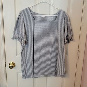Casual Gray Striped Women's Top